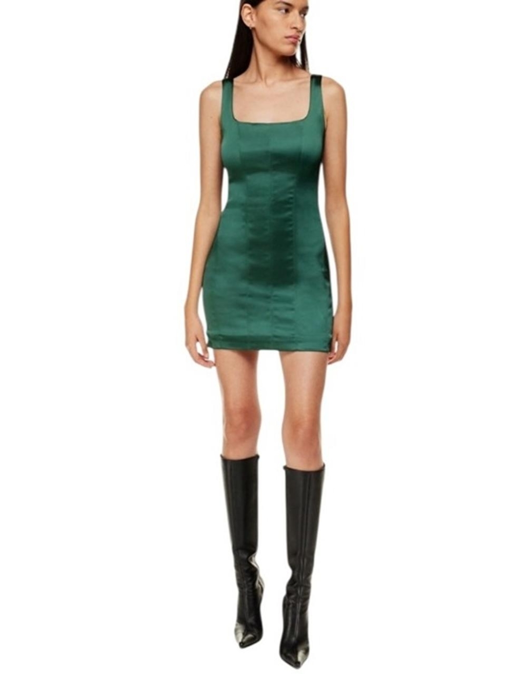Babaton Dark Green Sleeveless Mini Sheath Dress